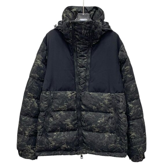 Moncler Lavedan Black marble-pattern hooded zip-up long-sleeve down jacket - Picture 1 of 9